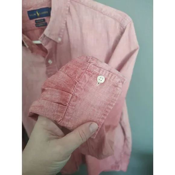 Ralph Lauren Men's Size Large Classic Untucked Fit Pink Long Sleeve Button Down - Picture 5 of 5